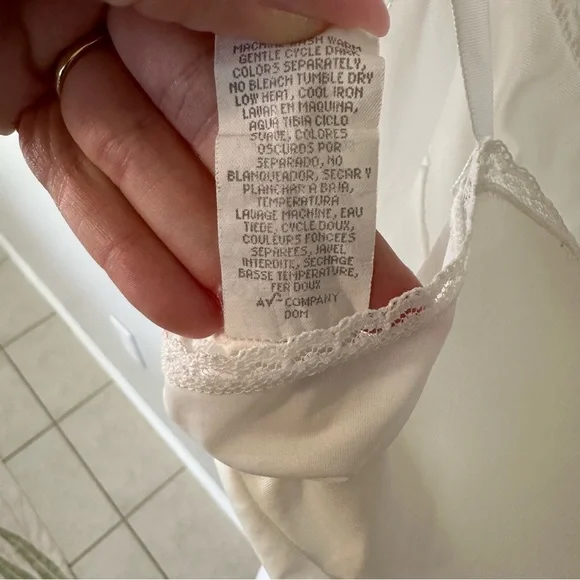 Vintage Vanity Fair Nylon Lace Slip Dress in White Made in USA Paper Tag, L - Picture 5 of 9